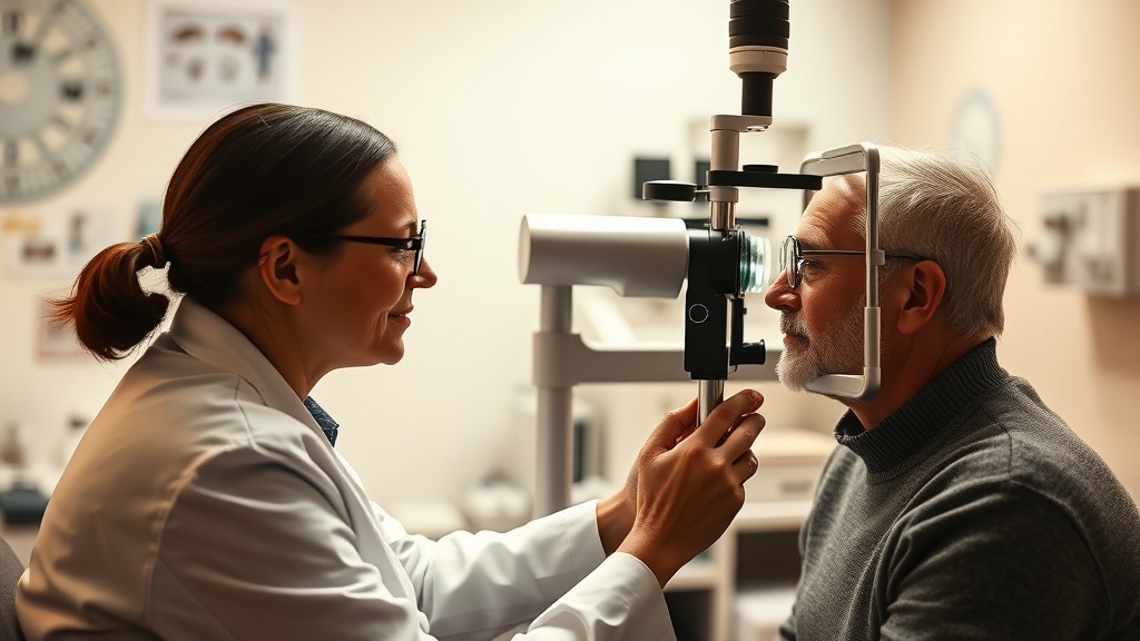 Doctor consulting with patient about strabismus surgery